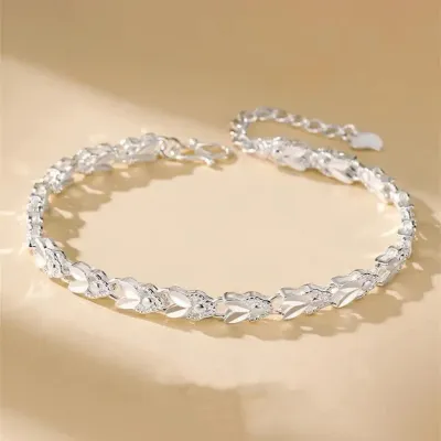 Aurora Blossom Silver Floral Bracelet `~ 925 marked