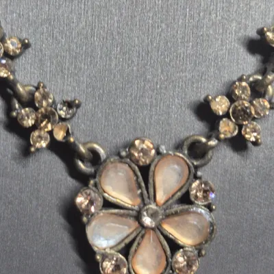 Vintage Rhinestone Pearl Teardrop Necklace & Earrings