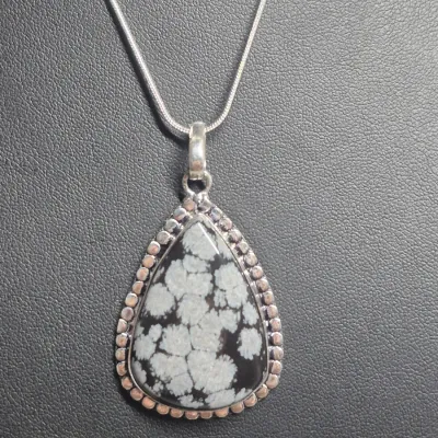 Natural Snowflake Jasper Pendant, 925 Sterling Silver Pendant