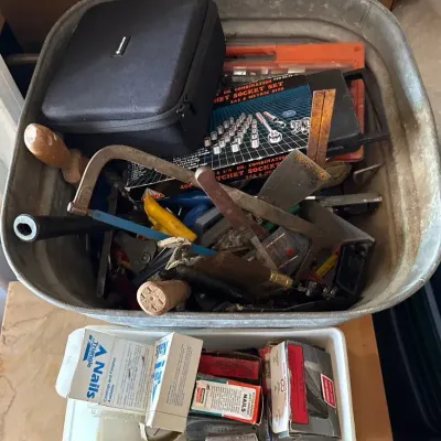 Galvanized Tub, Full Of Tools