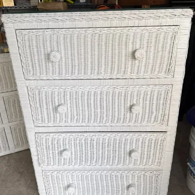 White Wicker Tall Dresser