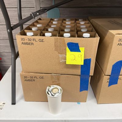 29 - Two Boxes of 32oz Amber Glass Containers