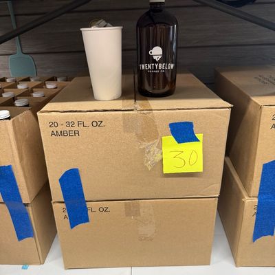 30 - Two Boxes of 32oz Amber Glass Containers