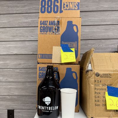 25 - Two Boxes of Amber Growlers
