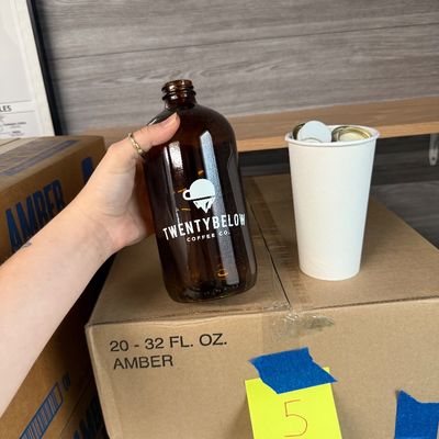 5 - Two Boxes of 32oz Amber Glass Containers