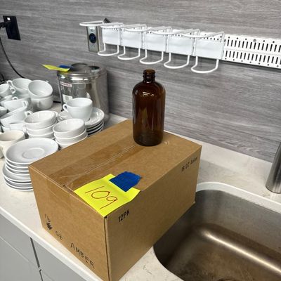 109 - Twelve 16oz Amber Glass Containers