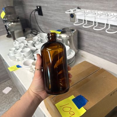 109 - Twelve 16oz Amber Glass Containers