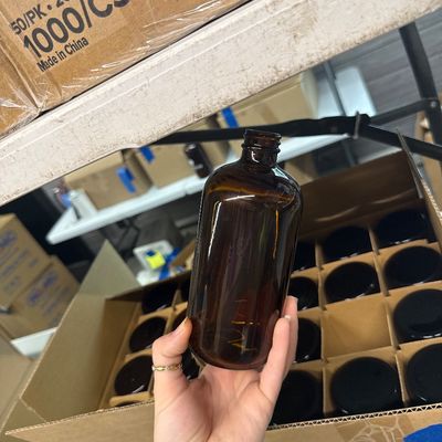 54 - Two Boxes of 16oz Amber Glass Containers