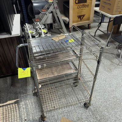 151 - Rolling Metal Wire Cart