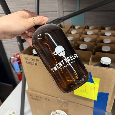 29 - Two Boxes of 32oz Amber Glass Containers