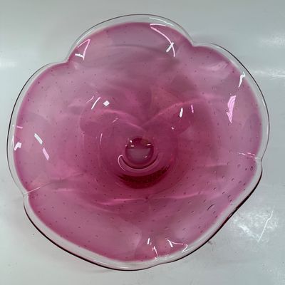 Vintage Art Glass Murano Cranberry Bullicante Controlled Bubbles