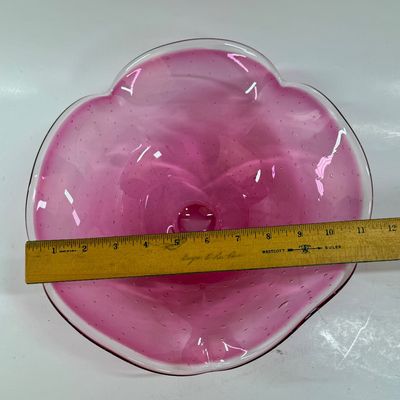 Vintage Art Glass Murano Cranberry Bullicante Controlled Bubbles