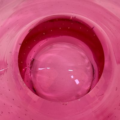 Vintage Art Glass Murano Cranberry Bullicante Controlled Bubbles