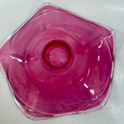 Vintage Art Glass Murano Cranberry Bullicante Controlled Bubbles