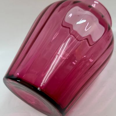 Vintage Pilgrim Glass Cranberry Glass Ribbed Vase
