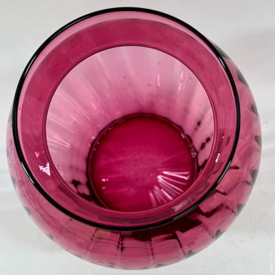 Vintage Pilgrim Glass Cranberry Glass Ribbed Vase