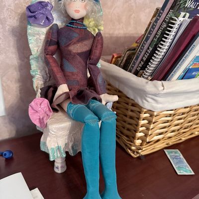 Sale Photo Thumbnail #158: Artisan Cloth Fashion Doll on Chair