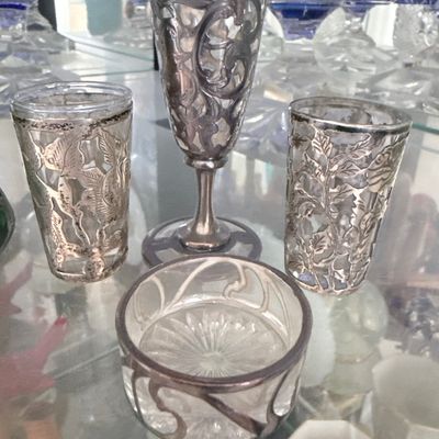 Sale Photo Thumbnail #26: Mexican Sterling Silver Overlay Glassware Collection