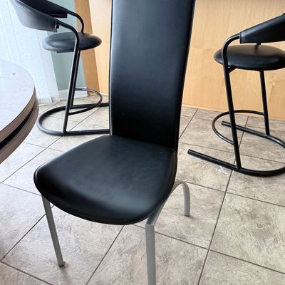 Sale Photo Thumbnail #102: Black Faux Leather Dining Chair with Chrome Legs