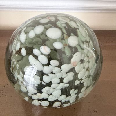 Sale Photo Thumbnail #157: Art Glass Paperweight with White Inclusions