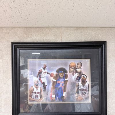 Sale Photo Thumbnail #148: Detroit Pistons 2004 Championship Era Framed Print - Featuring Ben Wallace, Chauncey Billups, Richard Hamilton