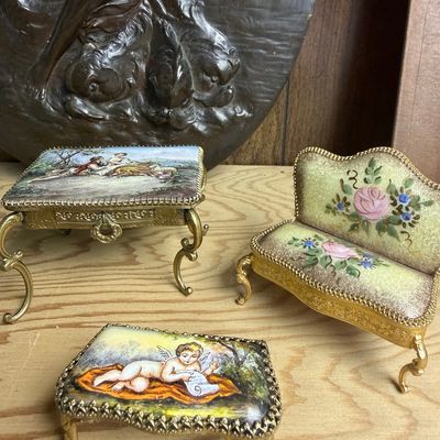 Sale Photo Thumbnail #98: Antique Viennese Enameled Miniature Furniture Set