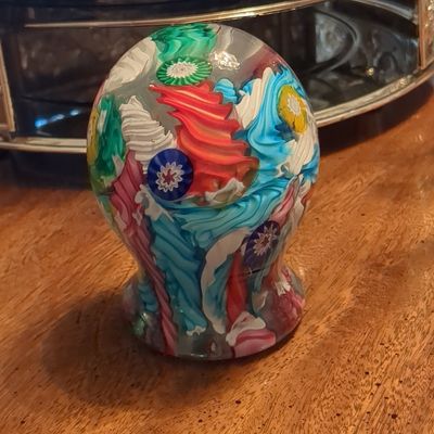 Murano Millefiori Art Glass Mushroom Paperweight