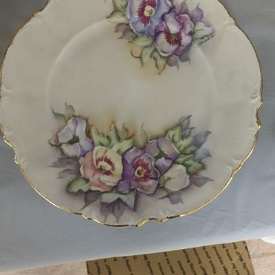 Hand-Painted Pansy Porcelain Plate JPL Limoges France