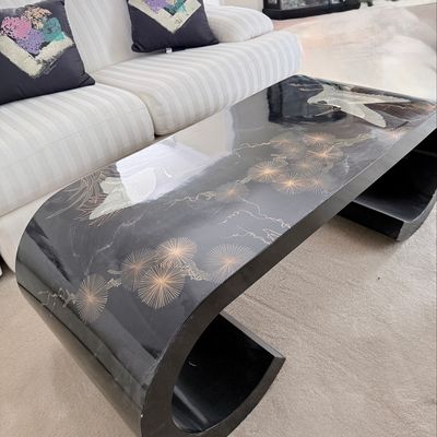 Sale Photo Thumbnail #3: Karl Springer Style Chinoiserie Cranes Waterfall Coffee Table