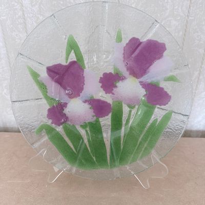 Sale Photo Thumbnail #175: Peggy Karr Fused Glass Iris Plate