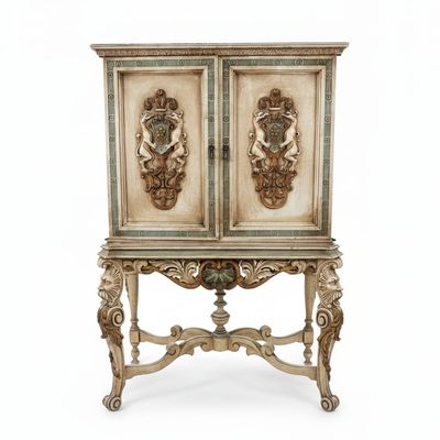 Sale Photo Thumbnail #13: Baroque Style Painted and Carved Two-Door Cabinet