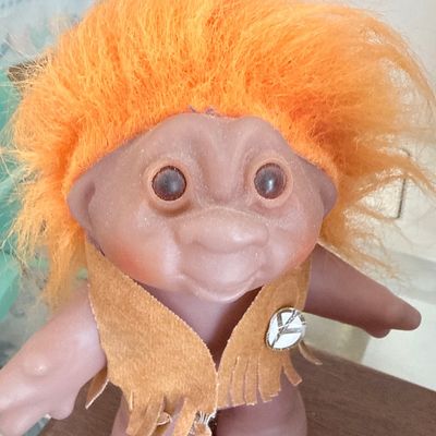 Sale Photo Thumbnail #160: Vintage 1960s Dam Troll Doll with Peace Vest