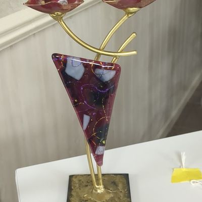 Gary Rosenthal Fused Glass and Metal Candlesticks