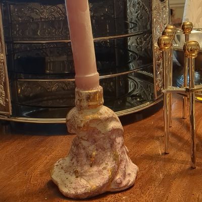 22K Weeping Gold Ceramic Candlestick Holder