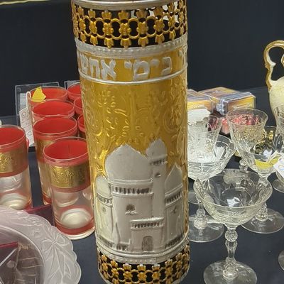 Vintage Judaica Megillah Case with Jerusalem Motif