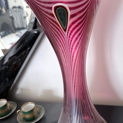 Sale Photo Thumbnail #55: Murano Venetian Art Glass Vase with Pulled Feather Pattern