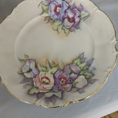 Hand-Painted Porcelain Pansy Plate - JPL Limoges France