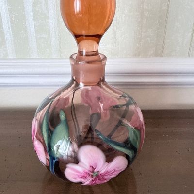 Sale Photo Thumbnail #126: Vintage Hand-Painted Floral Glass Perfume Bottle