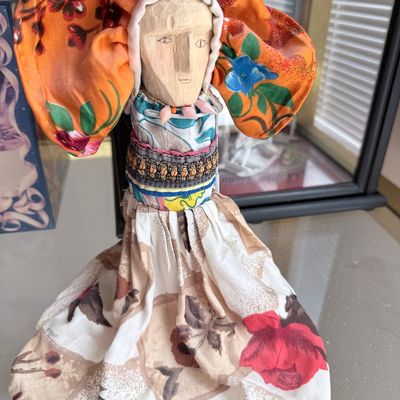 Sale Photo Thumbnail #165: Hand-Carved Folk Art Cloth Doll - Possibly Turkish