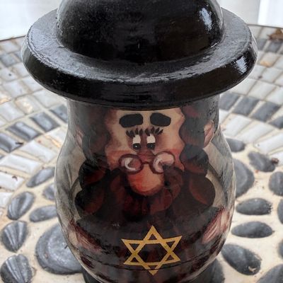 Sale Photo Thumbnail #172: Hand-Painted Wooden Rabbi Nesting Doll