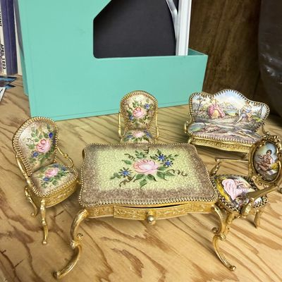 Sale Photo Thumbnail #70: Austrian Enamel Miniature Parlor Set