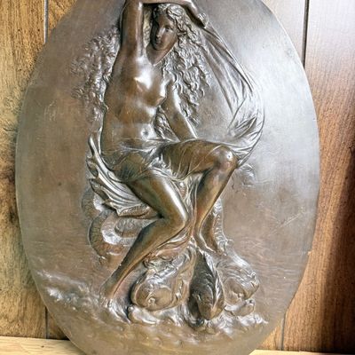 Sale Photo Thumbnail #11: Bronze Plaque of Nereid with Fish