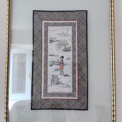 Sale Photo Thumbnail #84: Vintage Chinese Silk Embroidery Panel with Woman and Willow Tree