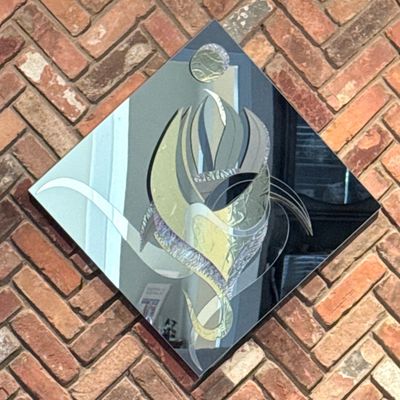 Sale Photo Thumbnail #62: Vintage Postmodern Abstract Etched Diamond Mirror