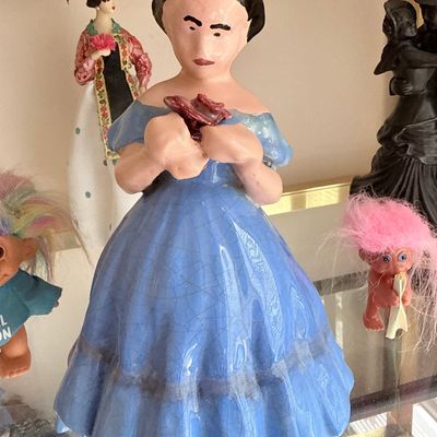 Sale Photo Thumbnail #214: Vintage Ceramic Figurine of a Lady in Blue Dress, possibly Holland Mold
