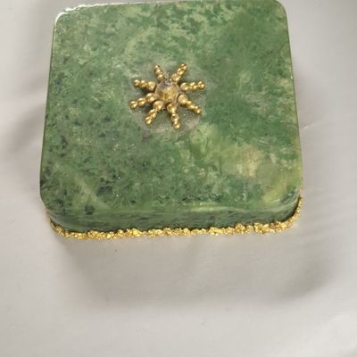 Mid-Century Modern Nephrite Jade and Gilt Metal Box