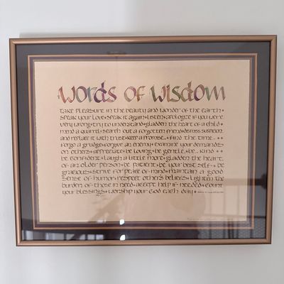 Sale Photo Thumbnail #176: Deloris E. Lopresti 'Words of Wisdom' Calligraphy Print