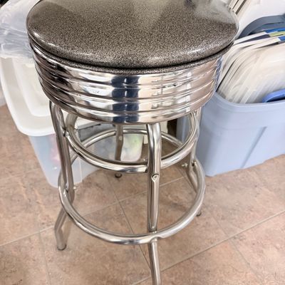 Sale Photo Thumbnail #78: Retro Style Chrome Bar Stool with Glitter Vinyl Seat