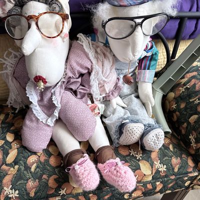 Sale Photo Thumbnail #188: Vintage Handmade Fabric 'Grandparent' Dolls