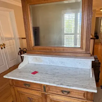 Antique Victorian-era mirrored Mable Top sideboard 45.5x20x41